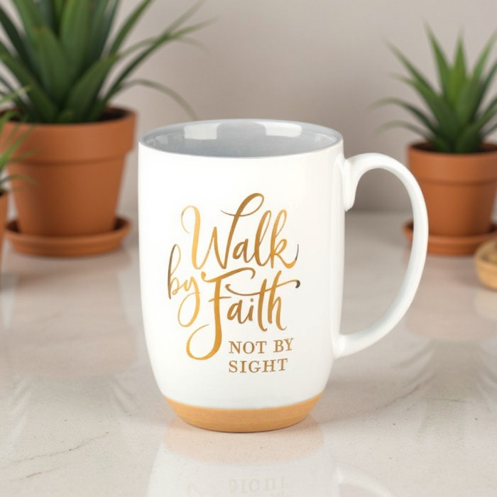 Walk By Faith White Ceramic Tea/Coffee Mug - 2 Cor. 5:7