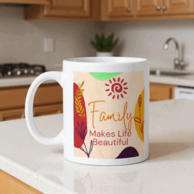 Family Makes Life Beautiful Ceramic Mug