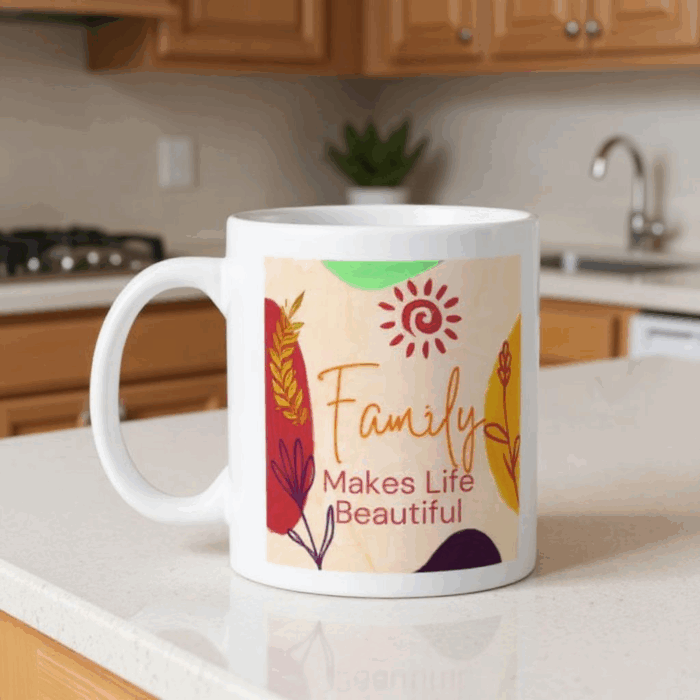 Family Makes Life Beautiful Ceramic Mug