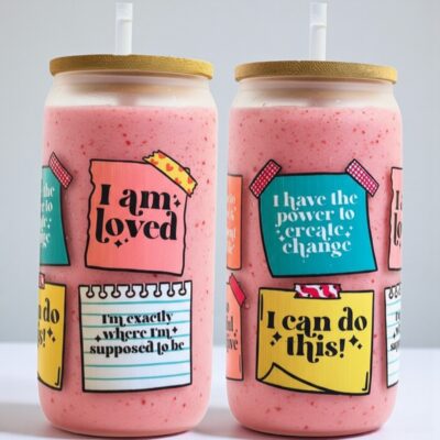 I am Loved Glass Tumbler with Straw16 oz