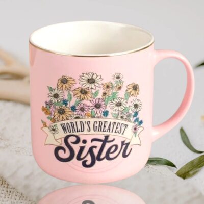 World's Greatest Sister Pink/white Daisy Ceramic Mug