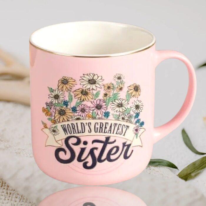 World's Greatest Sister Pink/white Daisy Ceramic Mug