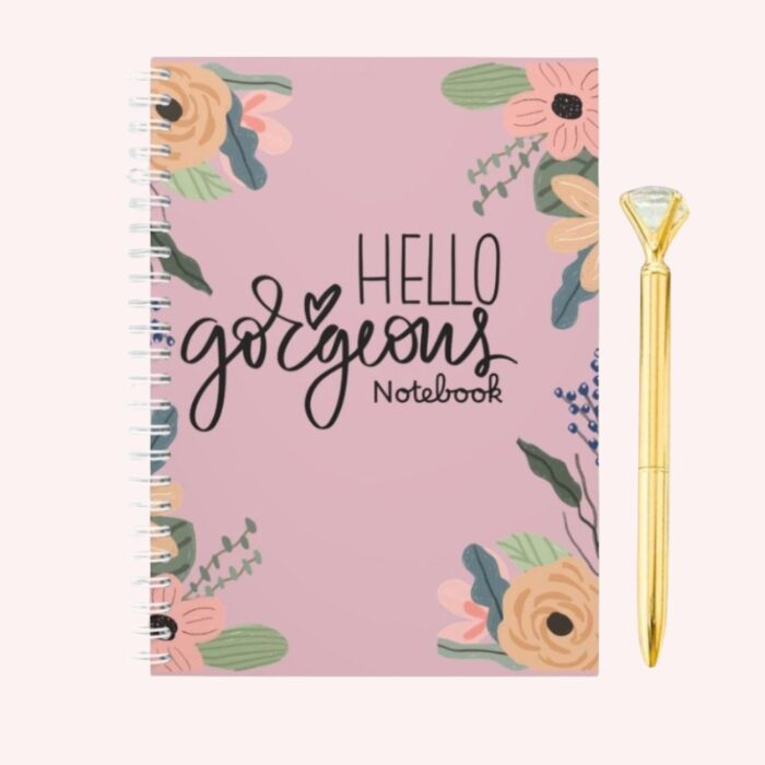 Hello Gorgeous Floral Spiral Notebook + Pen Set
