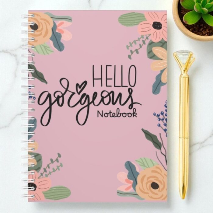 Hello Gorgeous Floral Spiral Notebook + Pen Set