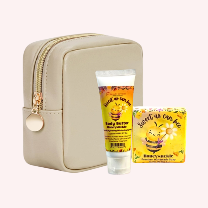 Sweet As Can Bee Leather Cosmetic Pouch 3 PCS Gift Set